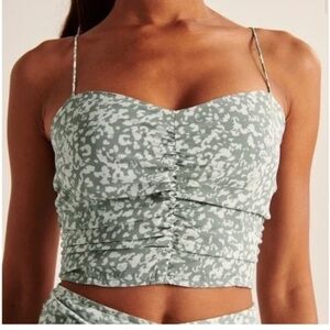 Abercrombie & Fitch Green and White Cropped Tank Top Sz Sm